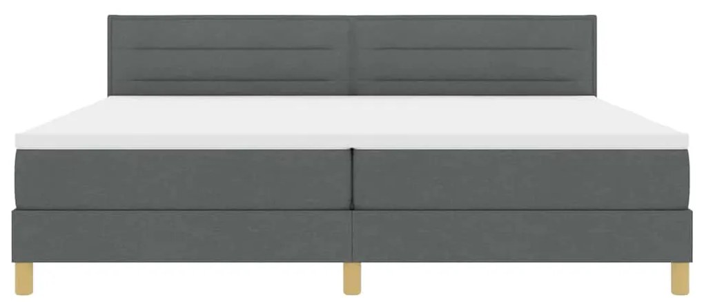 Cama Box Spring com Colchão &amp; LED Cinza Escuro 200x200 cm Tecido