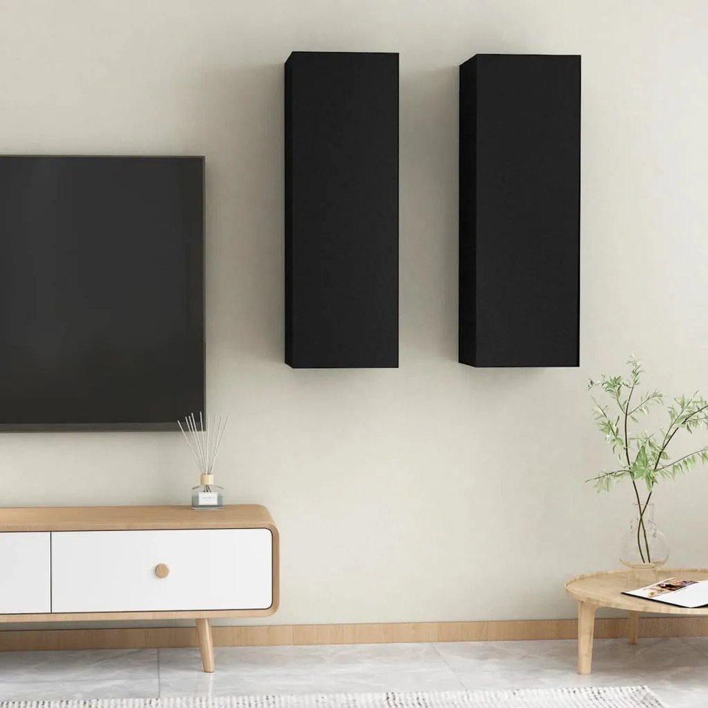 803347 vidaXL Móveis de TV 2 pcs 30,5x30x90 cm contraplacado preto