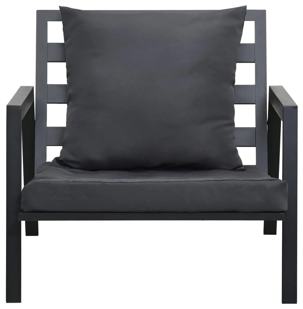 5 pcs conjunto lounge jardim + almofadões alumínio cinza-escuro