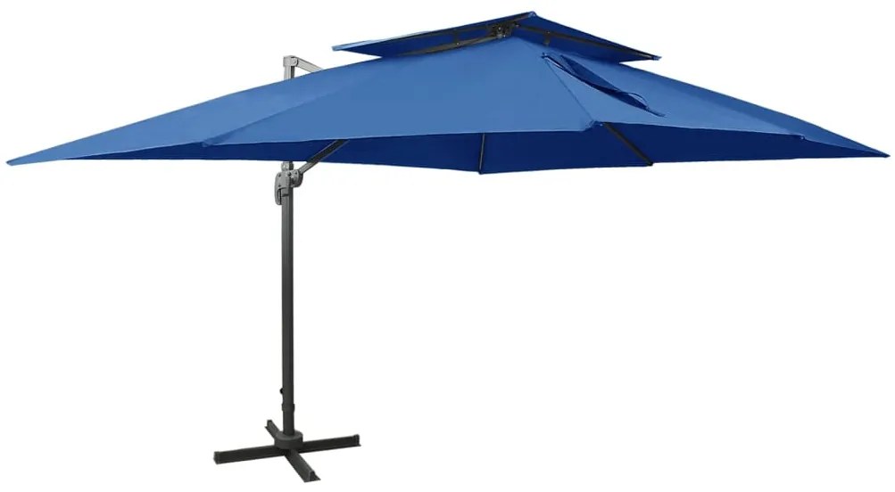 Guarda-sol jardim cantilever toldo duplo 400x300 cm azul-ciano