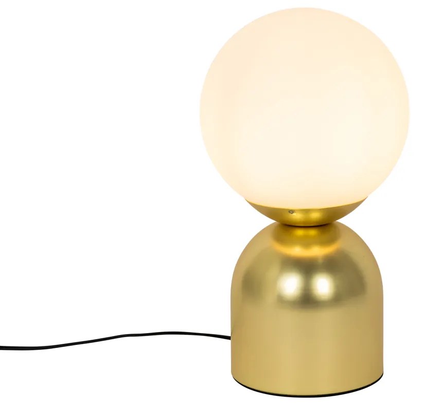 Candeeiro de mesa Hotel Chic dourado com vidro opalino - Pallon Trend Chique de hotel