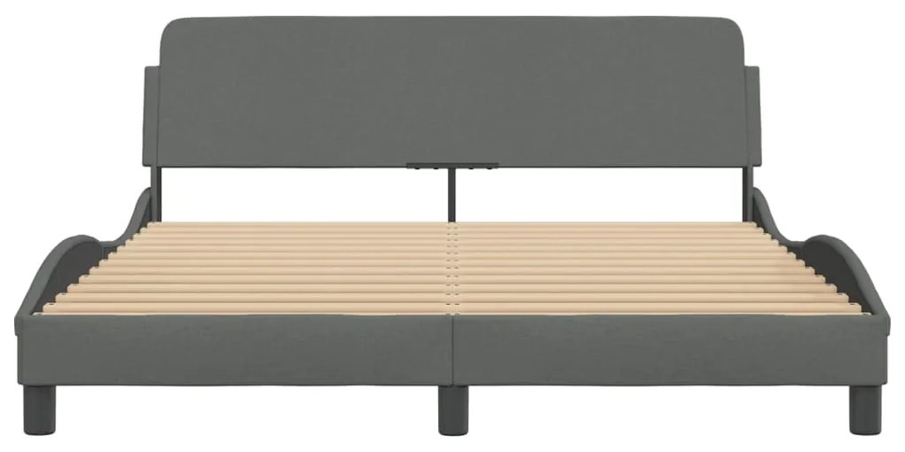 Estrutura de cama sem colchão 160x200 cm tecido cinzento-escuro