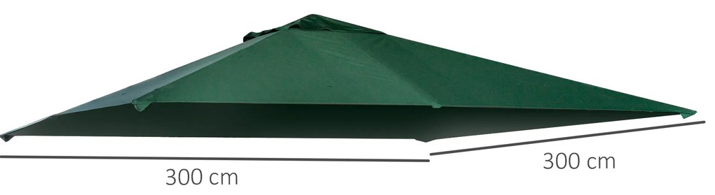 Cobertura de Substituição de 3x3m para Pérgola de Jardim com 8 Orifícios de Drenagem e Ventilação Verde