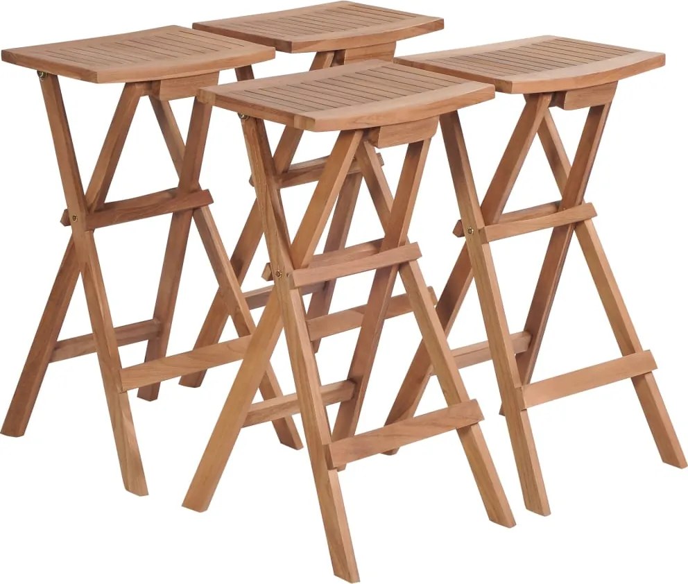 Bancos de bar dobráveis 4 pcs madeira de teca maciça