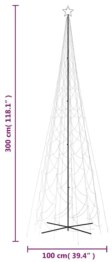 Árvore de Natal em cone 3000 luzes LED 230x800 cm branco frio