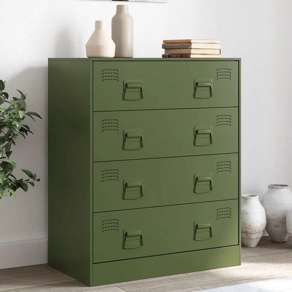 vidaXL Aparador 67x39x83 cm aço verde azeitona
