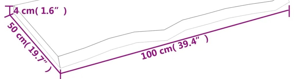 Prateleira de parede 100x50x(2-4)cm carvalho maciço não tratado