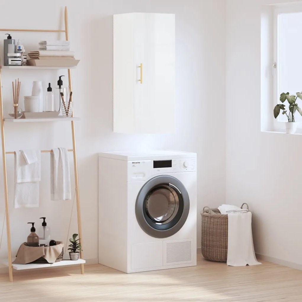 vidaXL Armário de parede 34,5x34x90 cm branco brilhante