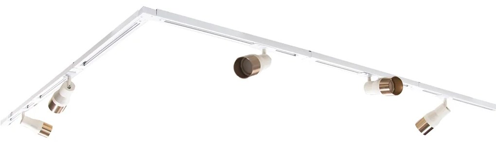 Sistema de iluminação de trilho moderno com 5 focos bege com dourado monofásico - Iconic Kohua