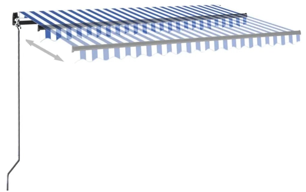 Toldo autom. LED e sensor de vento 400x300 cm azul e branco