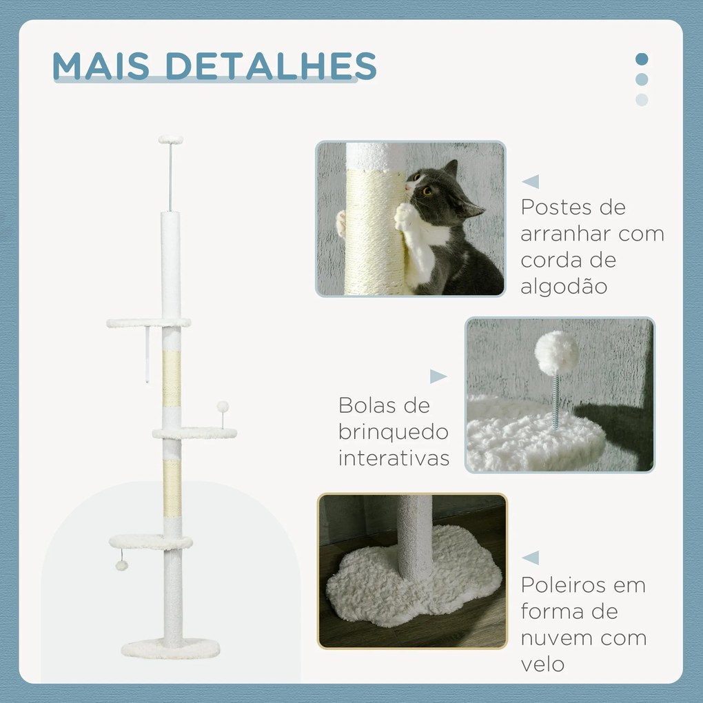 PawHut Arranhador para Gatos de 255 cm Torre para Gatos do Chão ao Tet