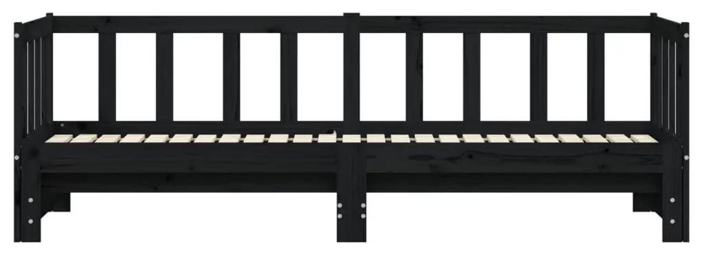 Sofá-cama com gavetão 90x200 cm madeira de pinho maciça preto