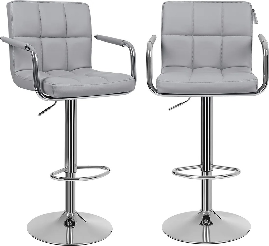 Conjunto 2 Bancos de bar com braço 44,5 x (95-115) x 38 cm cinzento