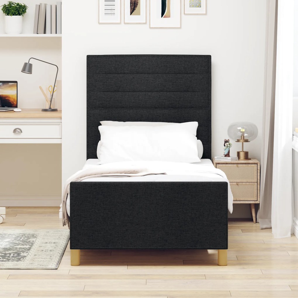 Cama vidaXL Preta 90x200 cm em Tecido
