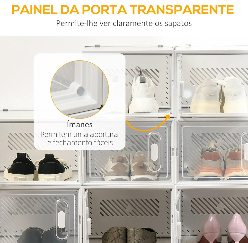 HOMCOM Armário Modular de Plástico Sapateira Modular com 18 Cubos Port