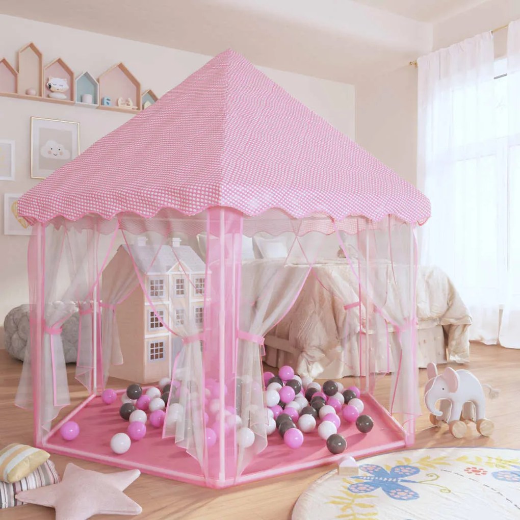 Tenda de brincar princesas c/ 250 bolas 133x140 cm rosa