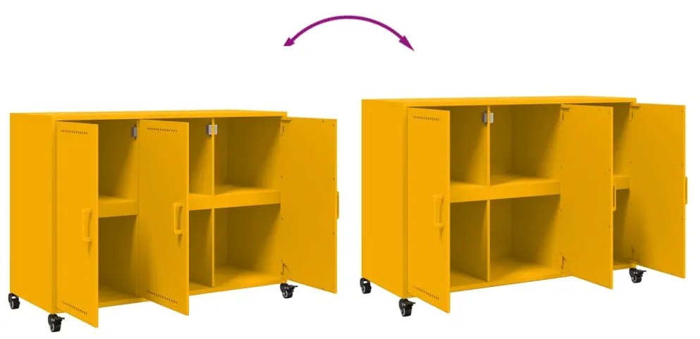 Aparador 100,5x39x72 cm aço amarelo mostarda