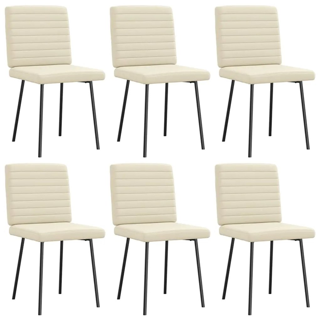 Cadeiras de jantar 6 pcs couro artificial cor creme