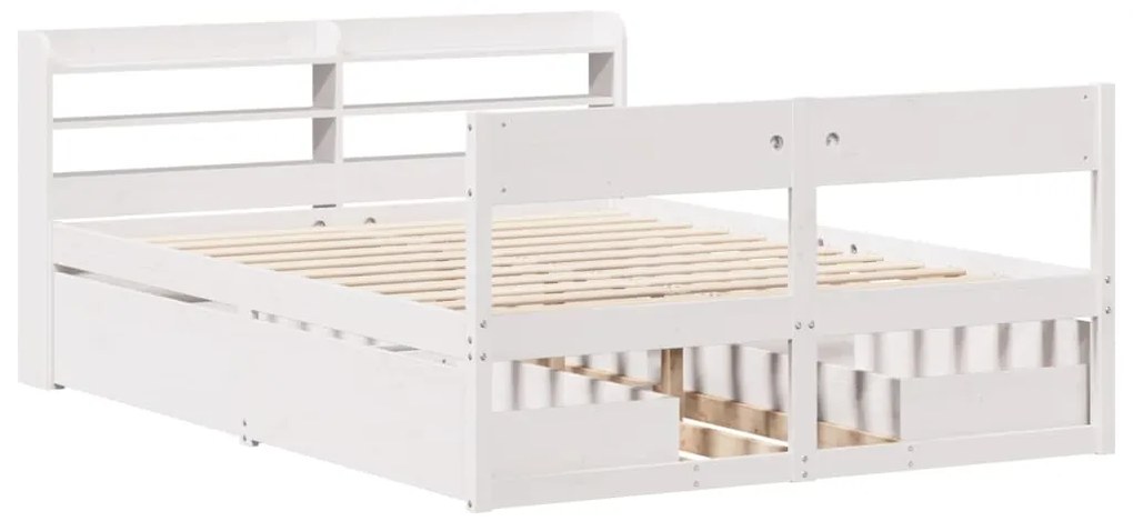 Cama sem colchão 160x200 cm madeira de pinho maciça branco