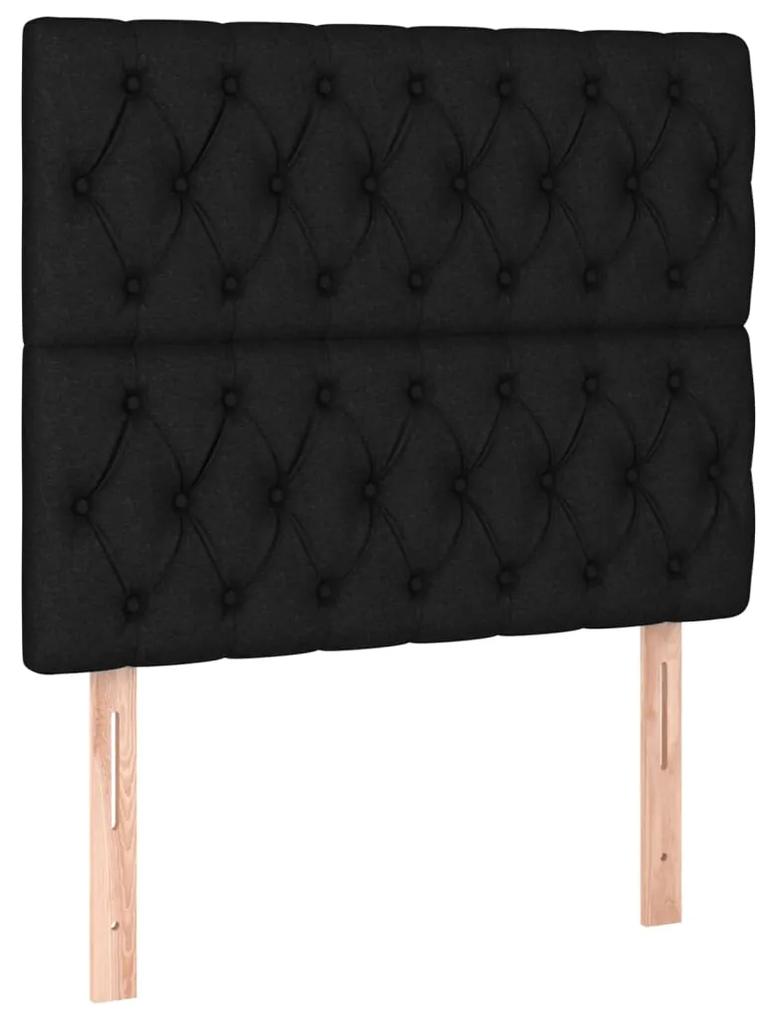 Cama com molas/colchão 90x200 cm tecido preto