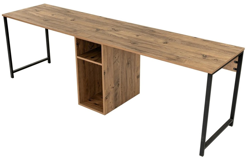 Secretária Twin Study Desk – Pinho Atlântico e Preto – 240x74x60 cm