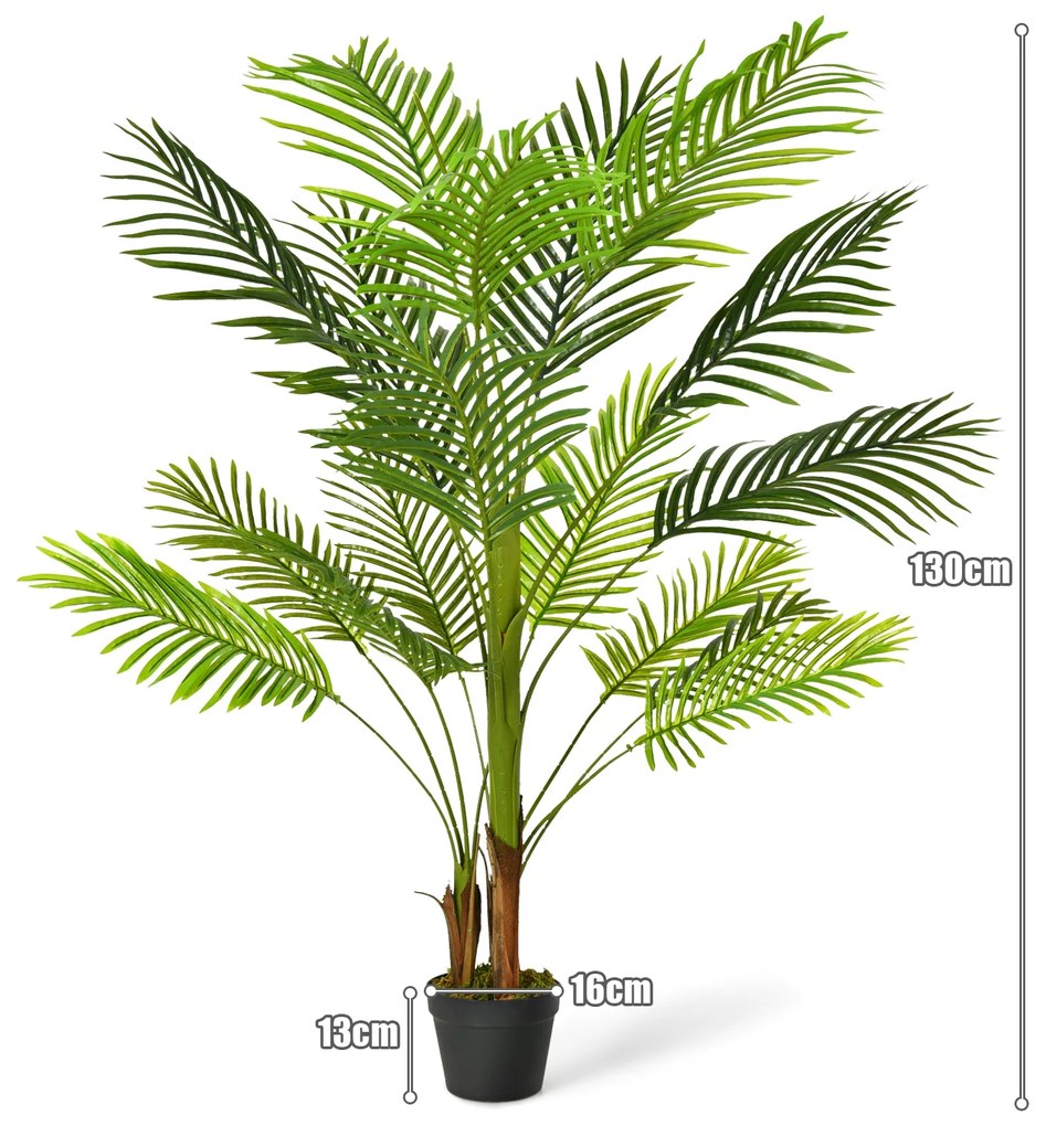 Planta Artificial 1,3 m Palmeira Fenix Falsa Artificial com Pote para Decoração de Escritório Presente Verde para Sala de Estar