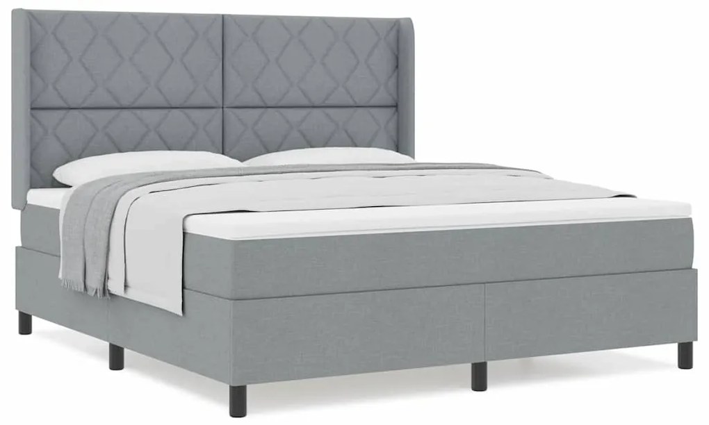 Cama Box com Colchão Cinza Claro 180x200 cm de Tecido