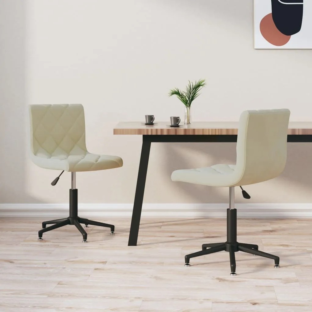 vidaXL Cadeiras de jantar giratórias 2 pcs veludo cor creme