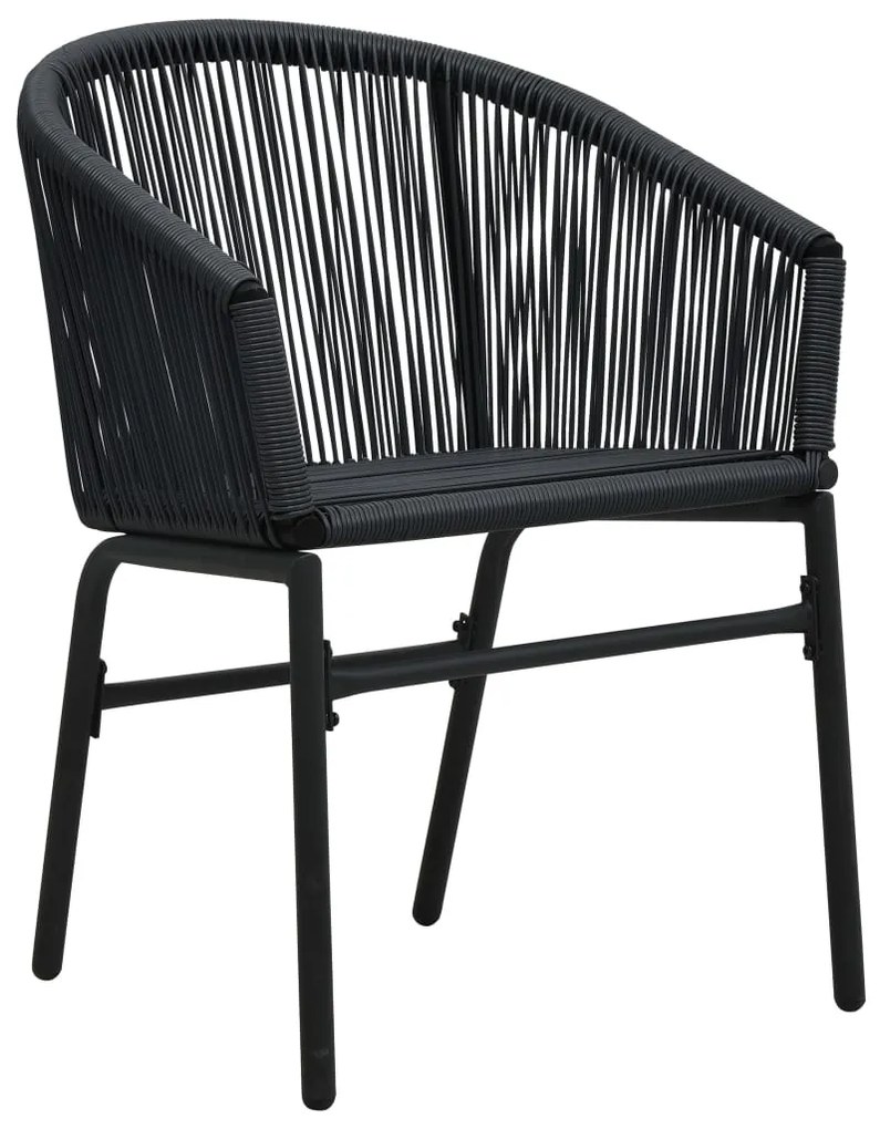 3 pcs conjunto bistrô com almofadões vime PE preto
