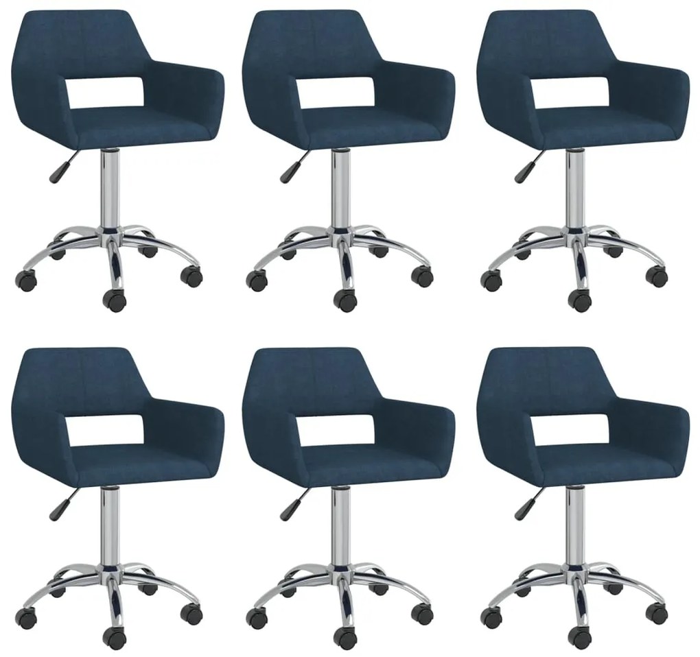 vidaXL Cadeiras de jantar giratórias 6 pcs tecido azul