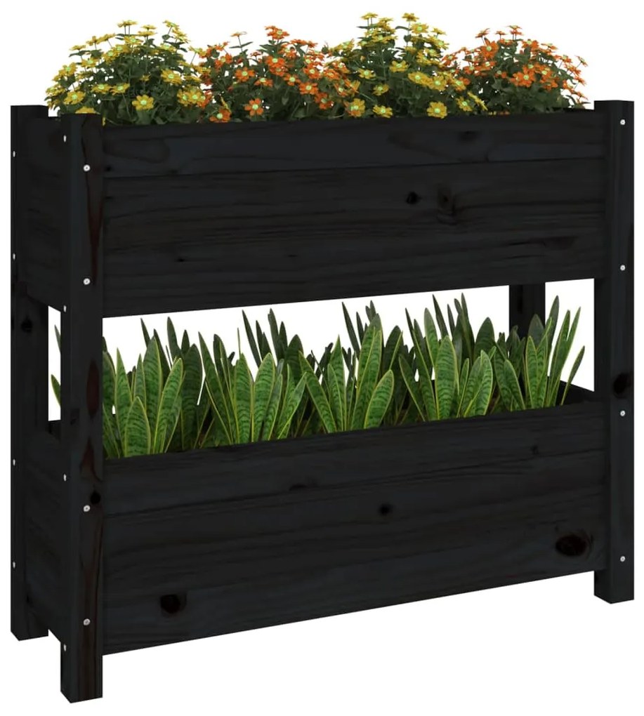 Vaso/floreira 77x25x66 cm madeira de pinho maciça preto