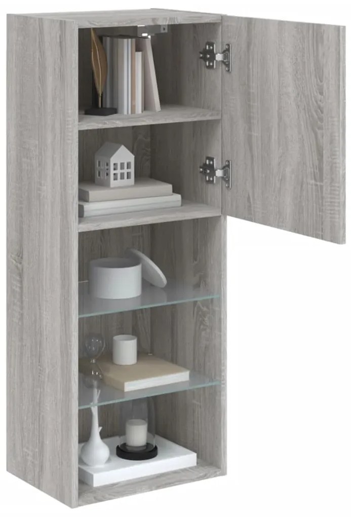 Móvel de TV com luzes LED 40,5x30x102 cm cinzento sonoma