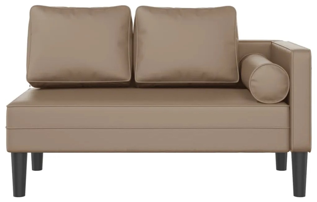 Chaise longue com almofadões couro artificial cor cappuccino