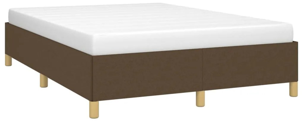 Estrutura de cama 140x190 cm tecido castanho-escuro