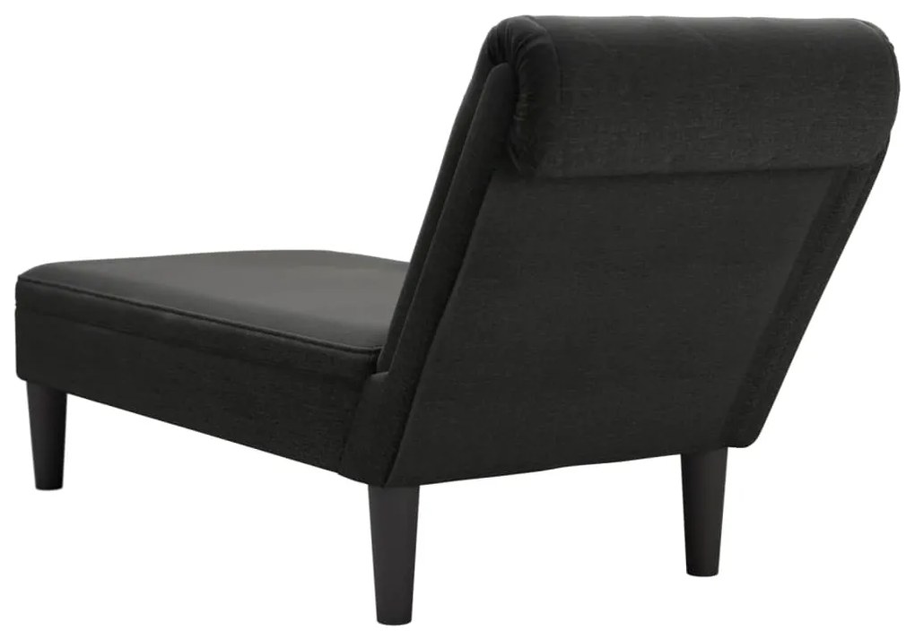 Chaise lounge c/ almofada/apoio de braços direito tecido preto