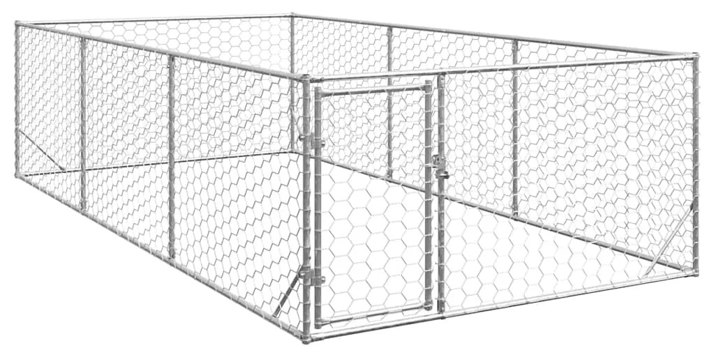 Canil exterior para cães com porta 2x4x1 m aço galvanizado