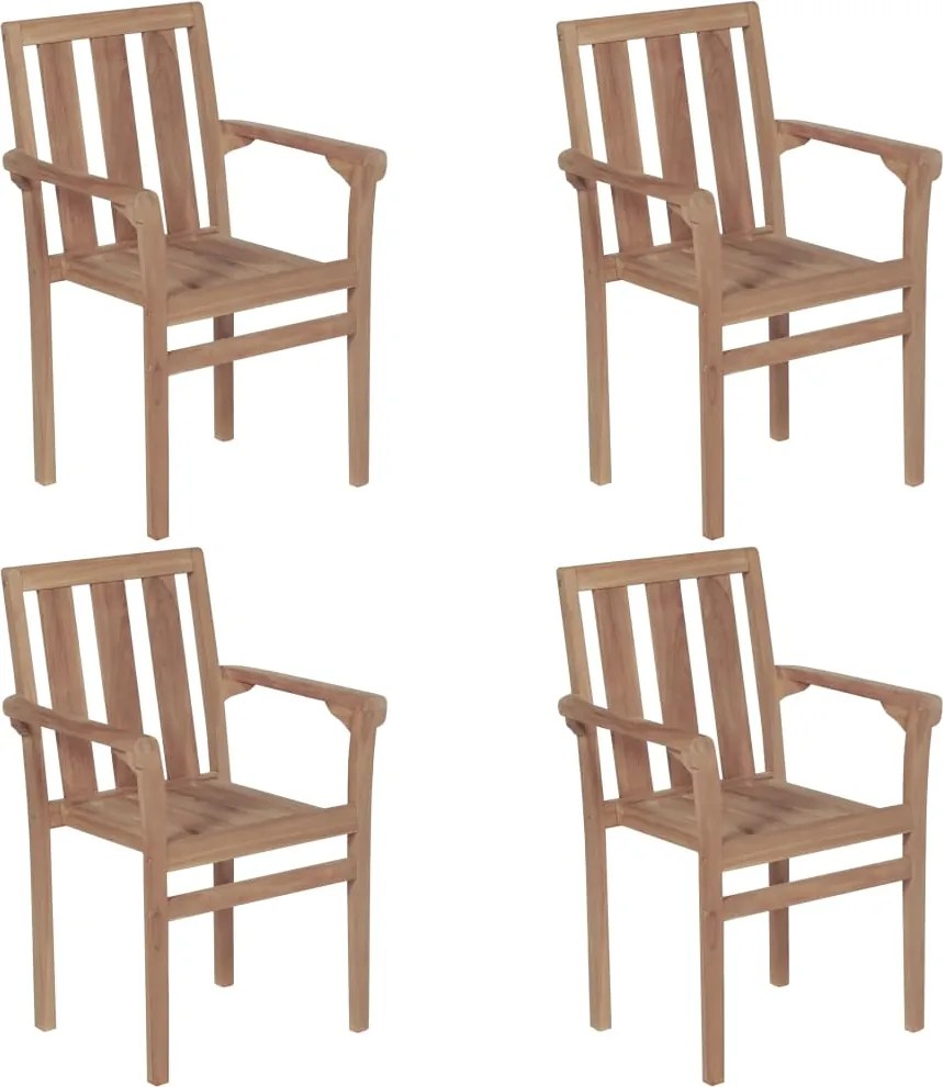 vidaXL Cadeiras de jardim empilháveis 4 pcs madeira de teca maciça