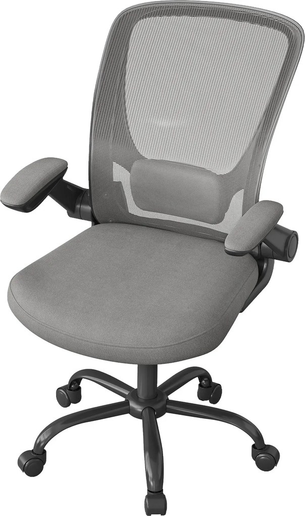 Cadeira de escritório ergonómica giratória com função de balanço em malha cinzenta