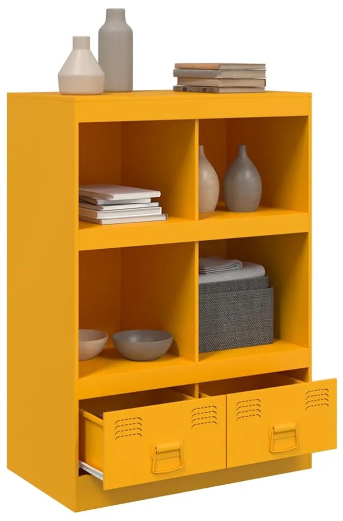 Aparador alto 67x39x95 cm aço amarelo mostarda