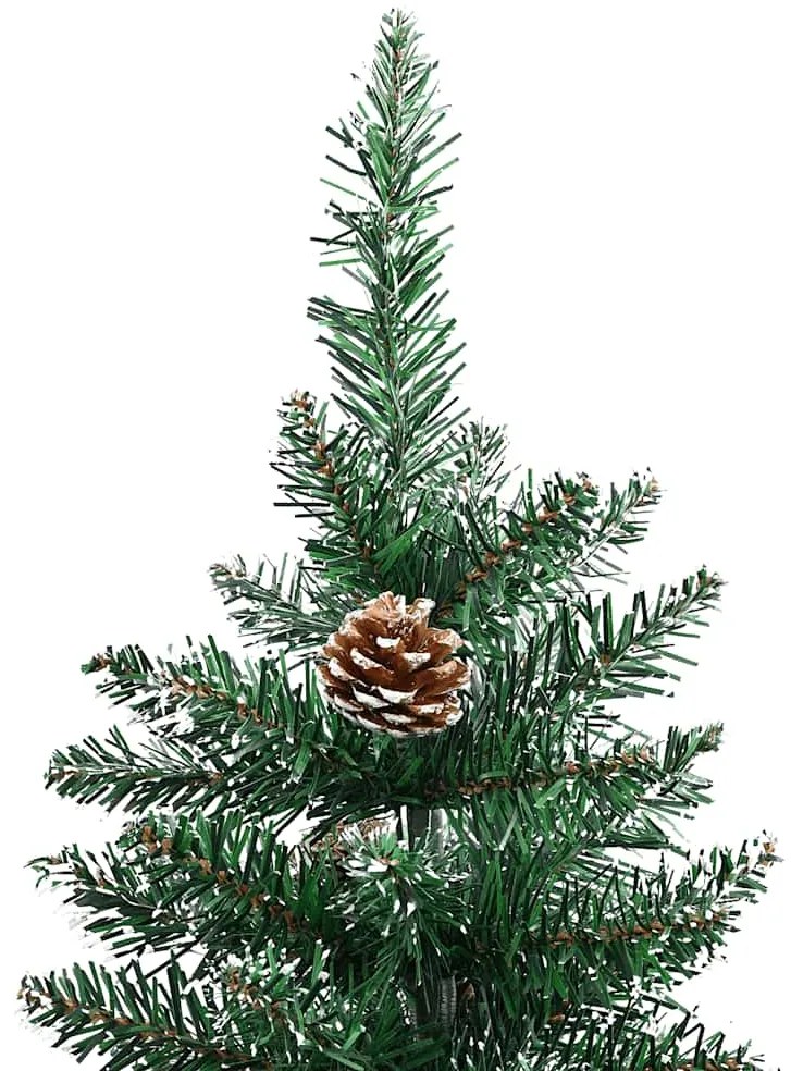 Árvore de Natal fina madeira genuína e neve branca 210 cm verde