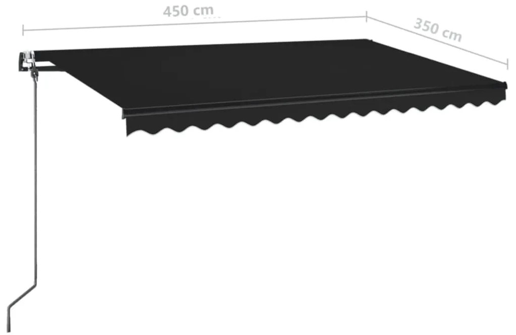 Toldo automático com LED e sensor de vento 450x350 cm antracite