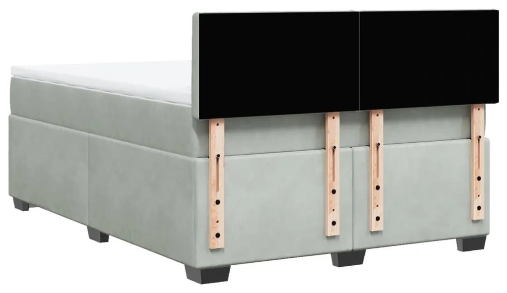 Cama com molas/colchão 140x190 cm veludo cinzento-claro