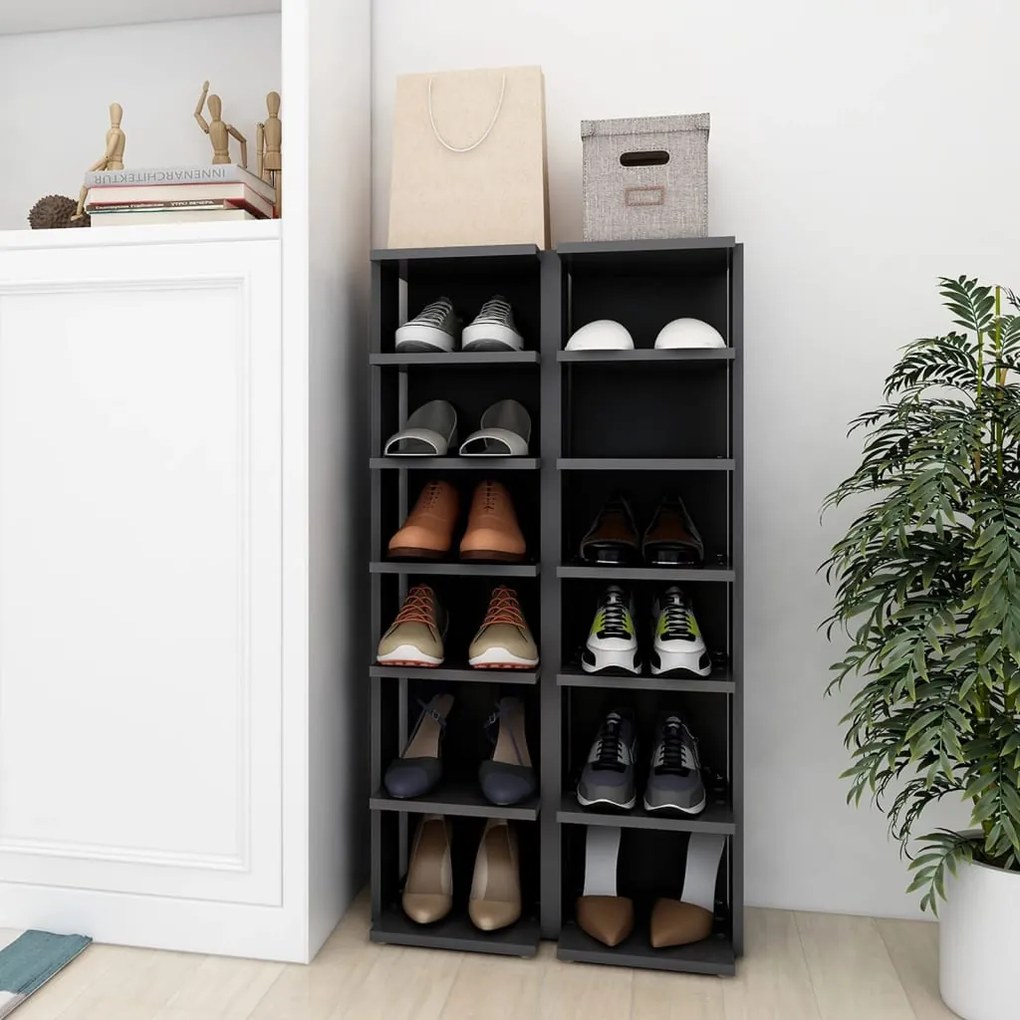 vidaXL Armários para sapatos 2 pcs 27,5x27x102 cm cinzento