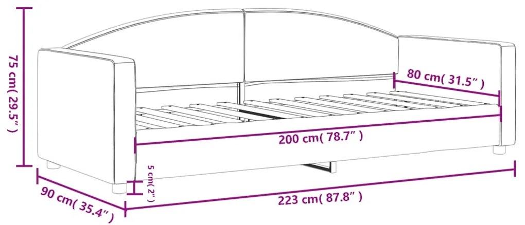 Sofá-cama 80x200 cm tecido cinzento-acastanhado