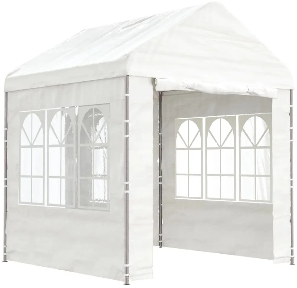 Gazebo com telhado 2,28x2,23x2,69 m polietileno branco