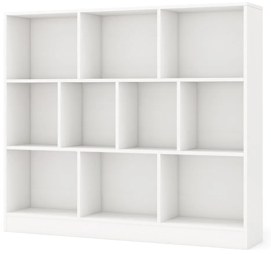 Estante de 10 cubos com 3 níveis de arrumação para sala de estar e quarto 120 x 24 x 104 cm Branco