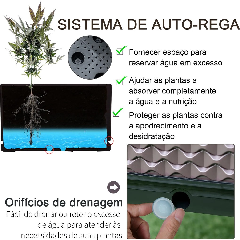 Conjunto de 2 Floreiras de Exterior Quadradas Elevadas Combinação Livre Floreiras para Jardim 50x50x46,5 cm Castanho