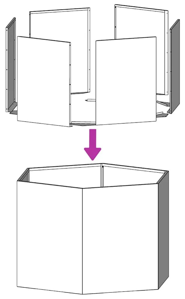 Vaso/floreira de jardim hexagonal 138x120x45 cm aço galvanizado