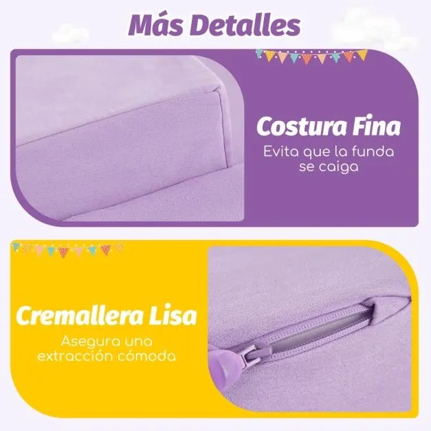 Conjunto de escalada e rampa de 5 peças para crianças Blocos de construção de esponja com piscina de bolas (NÃO INCLUIDAS) Capa lavável Criativo Púrpu