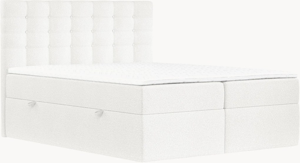 Cama divã em bouclé artesanal com arrumação Sansa, H3
